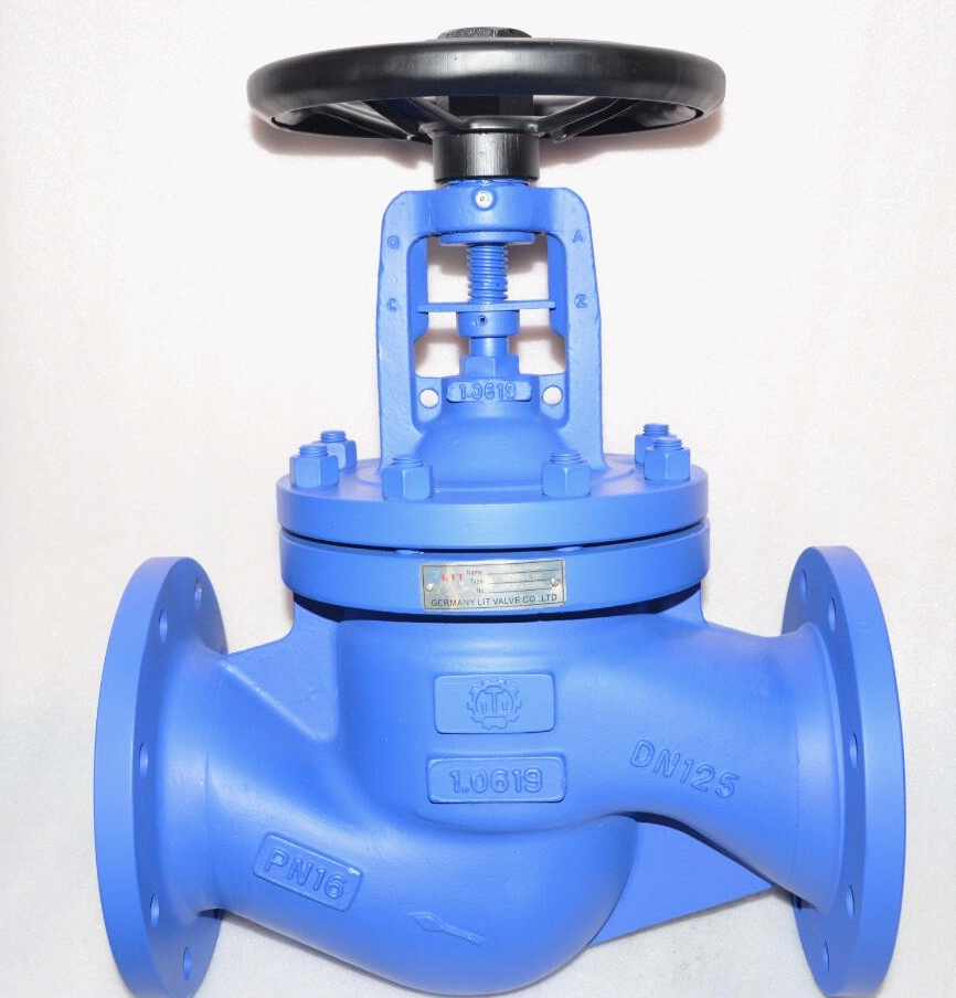 德国力特截波纹管止阀是一种关闭件沿阀座的中心线作直线运动的阀门